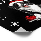 Cute Border Collie Dog Christmas Naughty Nice Trie ポスター (角)