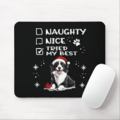 Cute Border Collie Dog Christmas Naughty Nice Trie マウスパッド (マウス)