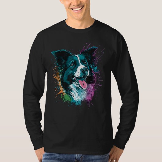 Cute Border Collie Dog on Border Collie Lover_3 Tシャツ (正面)