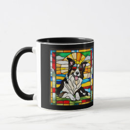 Cute Border Collie Stained Glass Coffee Mug マグカップ