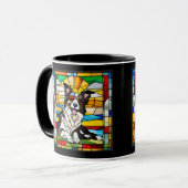 Cute Border Collie Stained Glass Coffee Mug マグカップ (正面左)