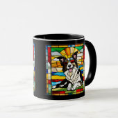 Cute Border Collie Stained Glass Coffee Mug マグカップ (正面右)