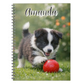 Cute Border Collie with Red Ball  ノートブック (正面)