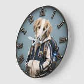Cute Borzoi Puppy  ラージ壁時計 (傾斜)