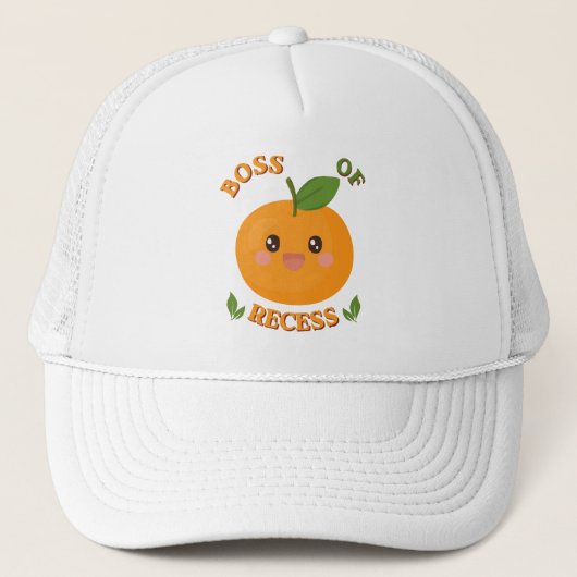 Cute Boss Of Recess Orange Kids Trucker Hat キャップ (正面)