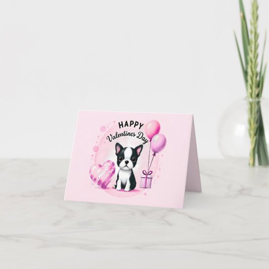 Cute Boston Terrier Birthday Card  サンキューカード (正面)