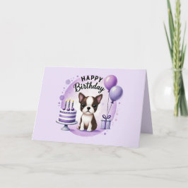 Cute Boston Terrier Birthday Card  サンキューカード