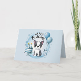 Cute Boston Terrier Birthday Card  サンキューカード