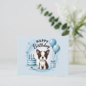 Cute Boston Terrier Birthday PostCard  ポストカード (スタンド正面)