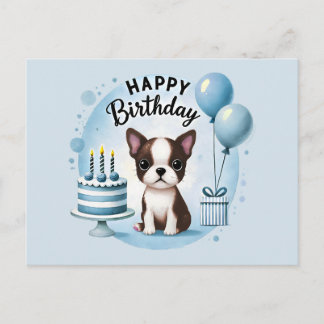 Cute Boston Terrier Birthday PostCard ポストカード