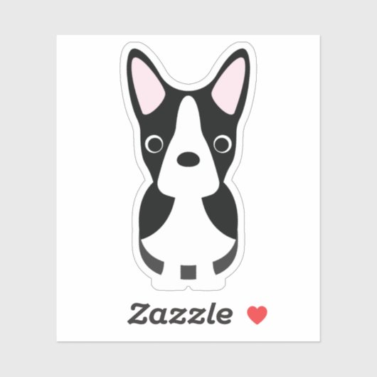 Cute Boston Terrier Dog Puppy Pup Kiss Cut Vinyl シール (シート)