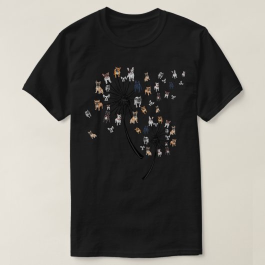 Cute Boston Terrier Dogs Dandelion Flower Flying D Tシャツ (デザイン正面)
