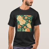 Cute Botanical Roses Illustration Gorgeous Flower  Tシャツ (正面)