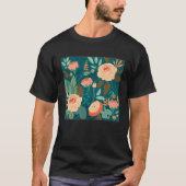Cute Botanical Roses Illustration Gorgeous Flower  Tシャツ (正面)