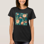 Cute Botanical Roses Illustration Gorgeous Flower  Tシャツ (正面)