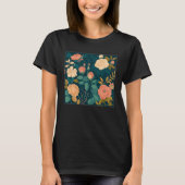 Cute Botanical Roses Illustration Gorgeous Flower  Tシャツ (正面)