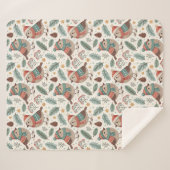Cute Botanical Scandinavian Bird シェルパブランケット (正面(横))