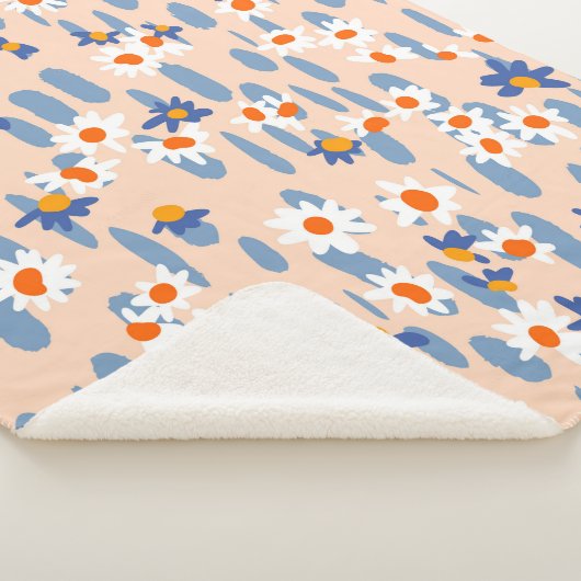 Cute botanical seamless pattern. Small daisies sca シェルパブランケット (3/4)