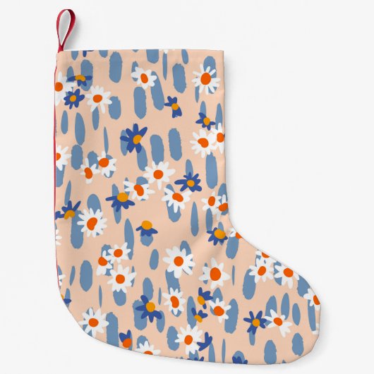 Cute botanical seamless pattern. Small daisies sca スモールクリスマスストッキング (正面)