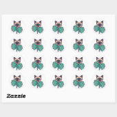 Cute Botanical Siamese Cat With Leaves Sticker   ラウンドシール (シート)