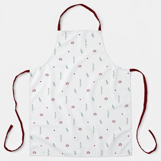 Cute Botanical Winter Christmas Pattern Apron エプロン (正面)