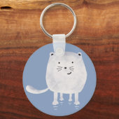 Cute Bouncing White Cat Personalised キーホルダー (裏面)