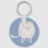 Cute Bouncing White Cat Personalised キーホルダー (裏面)