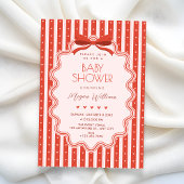 Cute bow baby shower 招待状