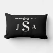 Cute Bow Border Custom Monogram Throw Pillow ランバークッション (正面)