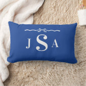 Cute Bow Border Custom Monogram Throw Pillow ランバークッション (ブランケット)