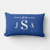 Cute Bow Border Custom Monogram Throw Pillow ランバークッション (正面)