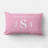 Cute Bow Border Custom Monogram Throw Pillow ランバークッション (正面)
