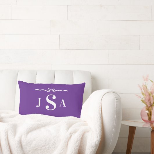 Cute Bow Border Custom Monogram Throw Pillow ランバークッション (ソファ)