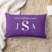 Cute Bow Border Custom Monogram Throw Pillow ランバークッション (ブランケット)