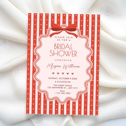 Cute bow bridal shower 招待状