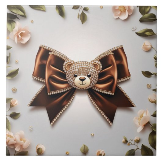 Cute bow Ceramic Tile タイル (正面)