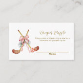Cute Bow Hockey Girl Diaper Raffle Baby Shower  エンクロージャーカード (正面)