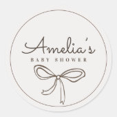 Cute Bow Neutral Baby Shower  ラウンドシール (正面)