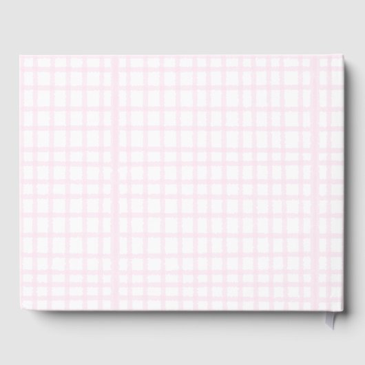 Cute Bow Pastel Pink Gingham Baby Shower ゲストブック (裏面)