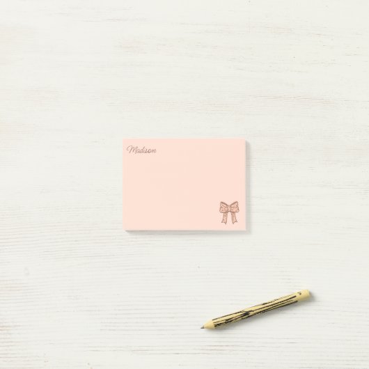 Cute Bow Preppy Coquette Girly Pink With Name  ポストイット (デスク上)