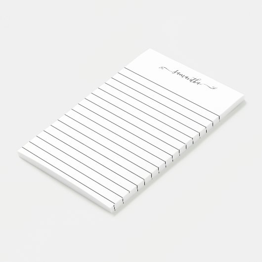 Cute Bow Signature Name Black Line White ポストイット (アングル)