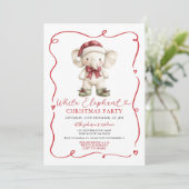 Cute Bow White Elephant Christmas Party Exchange 招待状 (スタンド正面)