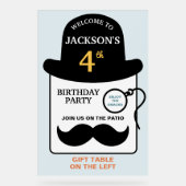 Cute Bowler Hat and Monocle Any Age Birthday Party アクリルサイン (正面)