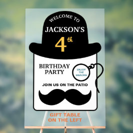 Cute Bowler Hat and Monocle Any Age Birthday Party アクリルサイン