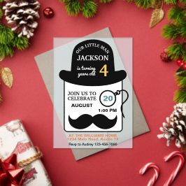 Cute Bowler Hat and Monocle Any Age Birthday Party アクリル招待状