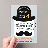 Cute Bowler Hat and Monocle Any Age Birthday Party アクリル招待状 (インサイチュ (ポータブル))