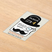 Cute Bowler Hat and Monocle Any Age Birthday Party アクリル招待状 (レイダウン)
