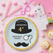 Cute Bowler Hat and Monocle Any Age Birthday Party ペーパープレート (パーティー)