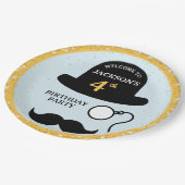 Cute Bowler Hat and Monocle Any Age Birthday Party ペーパープレート (アングル)