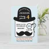 Cute Bowler Hat and Monocle Any Age Birthday Party 招待状 (スタンド正面)